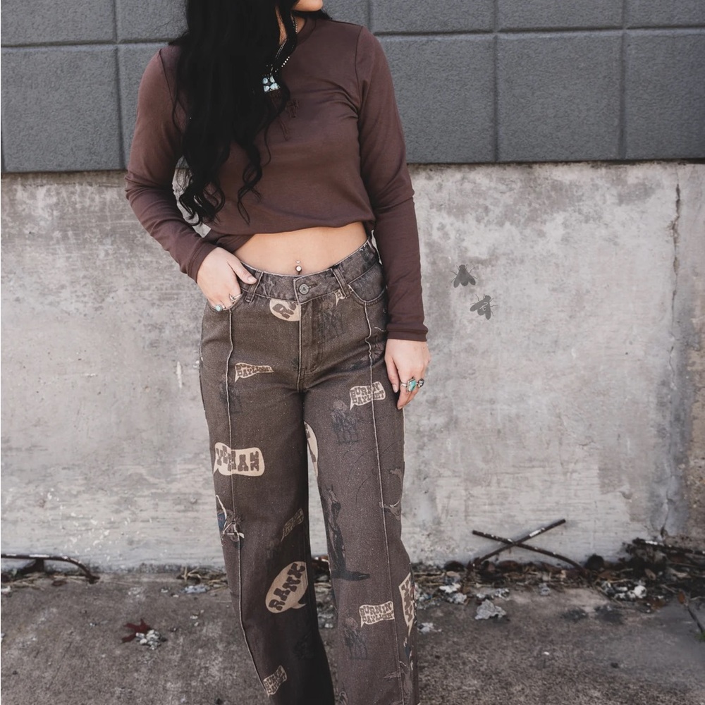High Rise Brown Jeans